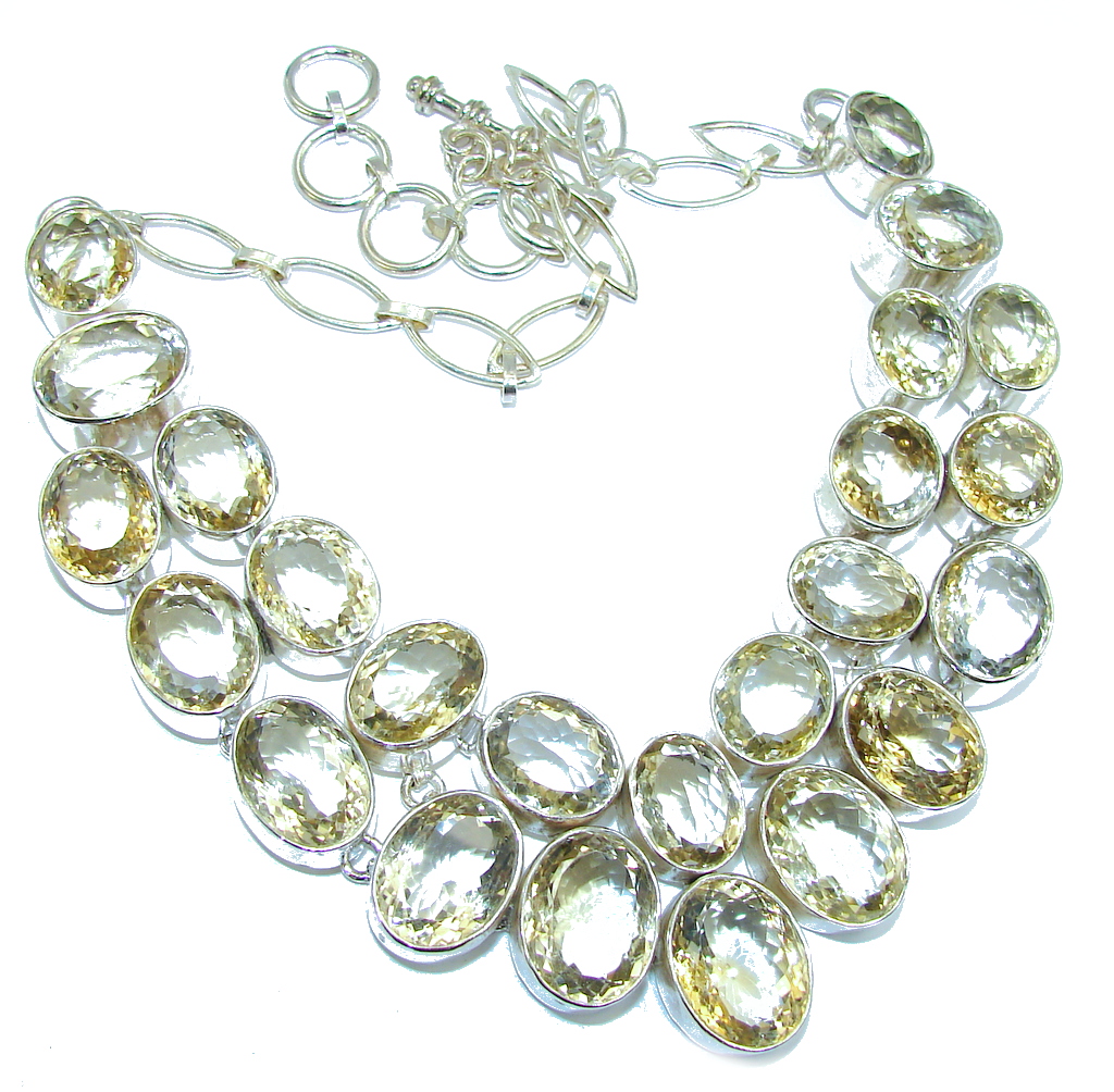 Light Of Love AAA Genuine faceted Citrine Sterling Silver Necklace