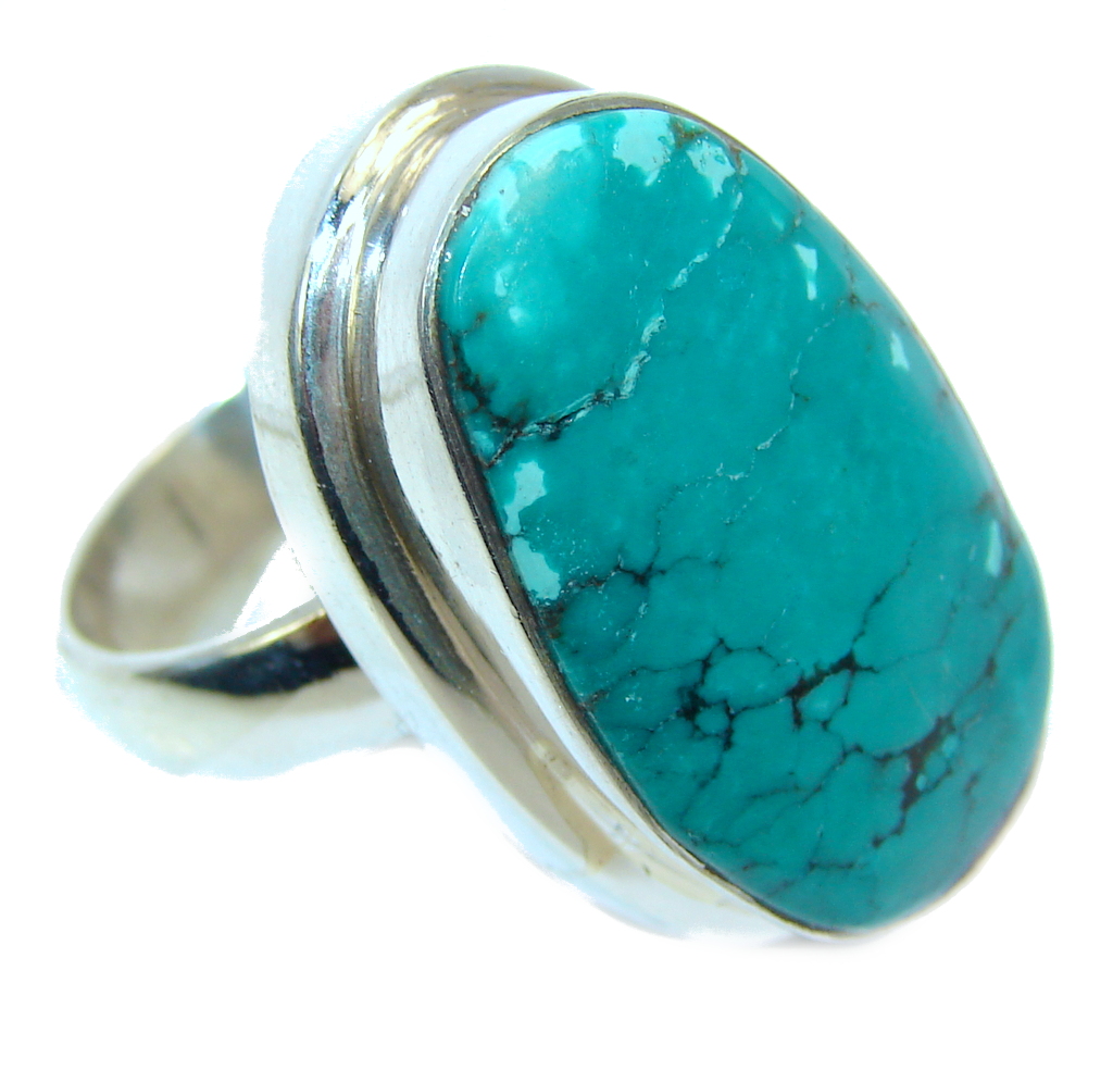 Amazing AAA Genuine Corrico Lake Turquoise Sterling Silver ring s. 7