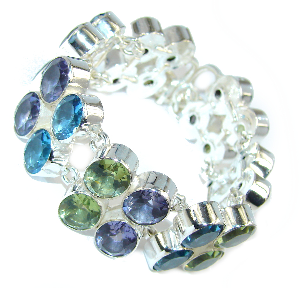 Stunning created Quartz Sterling Silver Bracelet
