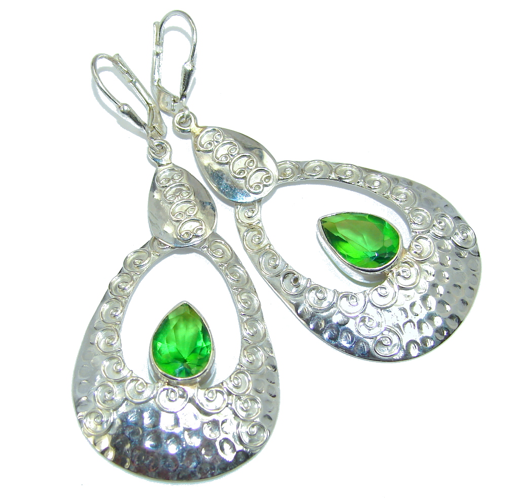 Amazing Design Peridot Sterling Silver Earrings