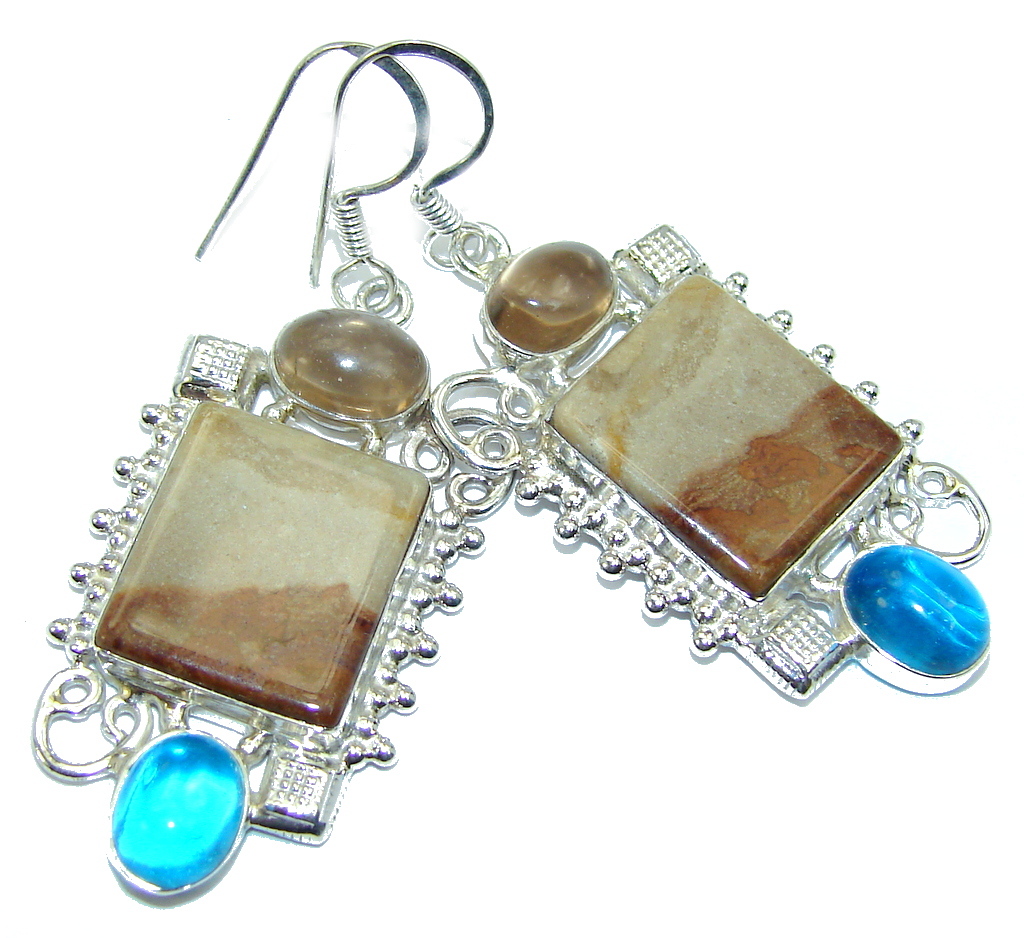 Amazing Picture Jasper Sterling Silver earrings