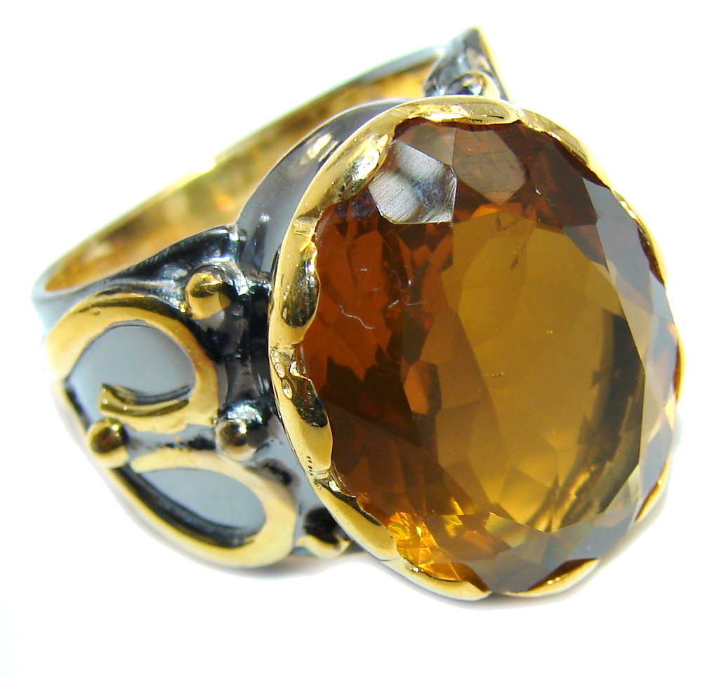 Big Secret Golden Topaz Gold Rhodium plated over Sterling Silver Ring s. 7 1/2