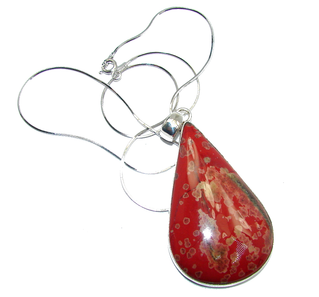 Beautiful! Red Creek Jasper Sterling Silver Necklace
