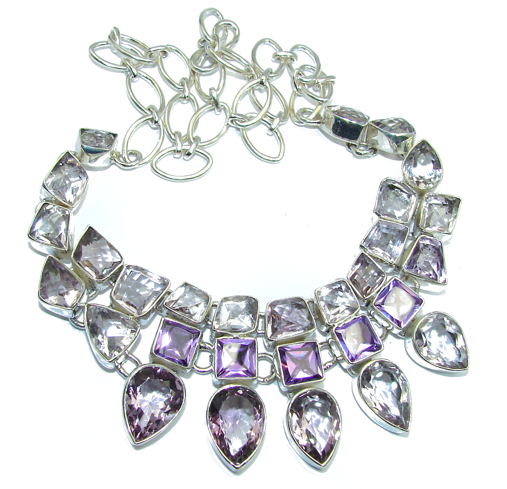Amazing Genuine Pink Amethyst Sterling Silver Necklace