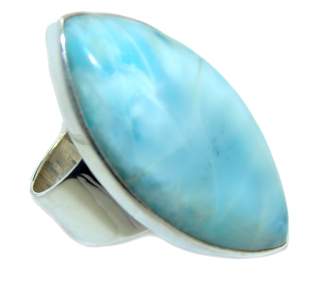 Amazing AAA quality Blue Larimar Oxidized Sterling Silver Ring size 7