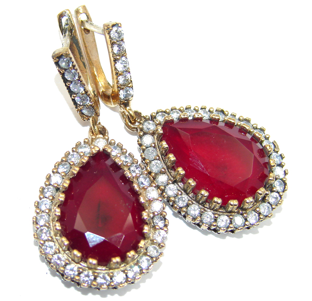 Great Victorian Style created Ruby Sterling Silver earrings