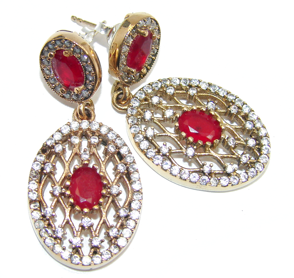 Great Victorian Style created Ruby Sterling Silver earrings