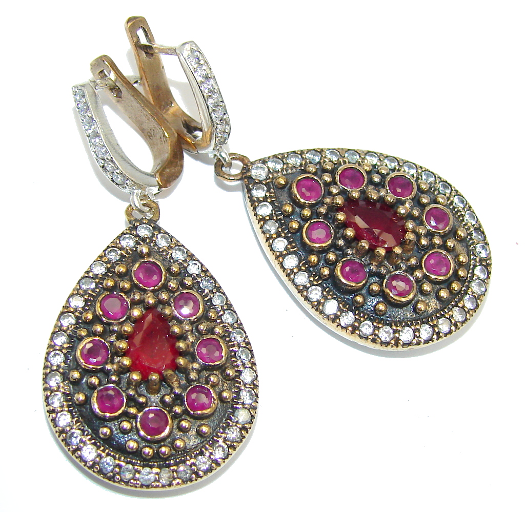 Great Victorian Style created Ruby Sterling Silver earrings