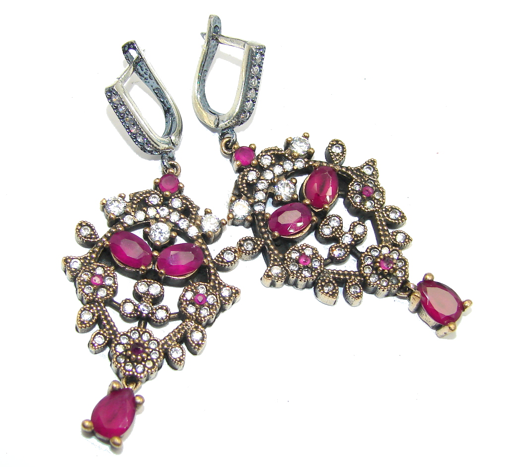Great Victorian Style created Ruby Sterling Silver earrings