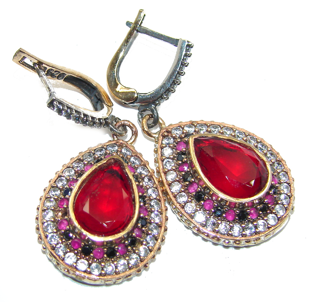 Great Victorian Style created Ruby Sterling Silver earrings