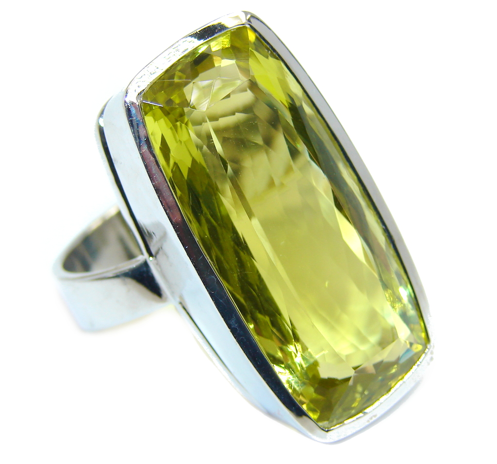 Big Yellow Citrine Gold Rhodium plated over Sterling Silver Ring s. 9 3/4