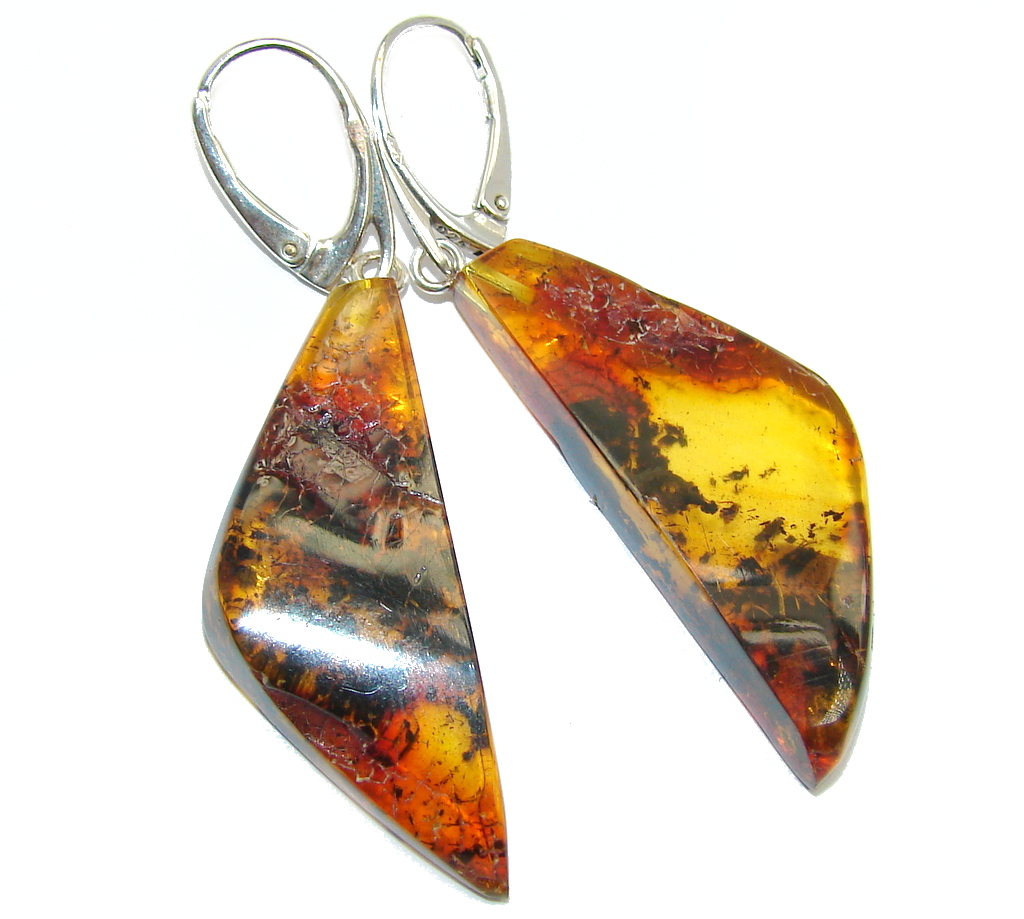 Big! Perfect Couple Baltic Amber Sterling Silver earrings