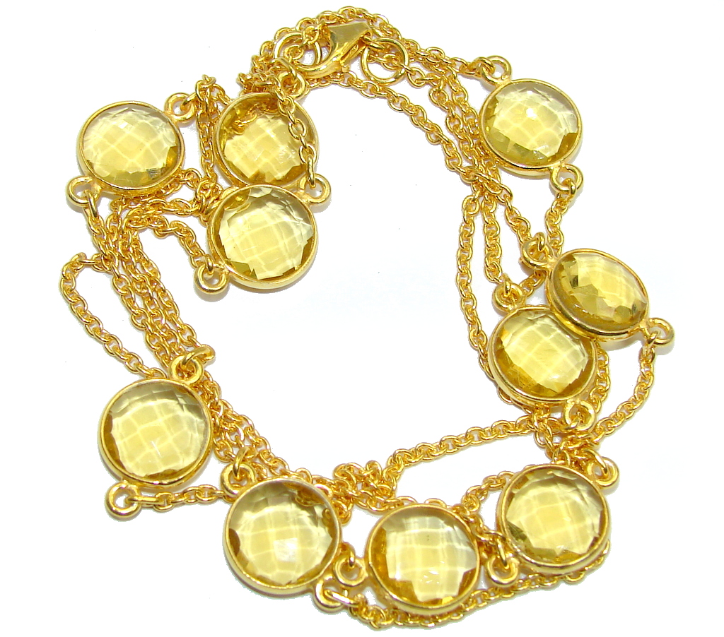36 inches Created Citrine Sterling Silver Necklace