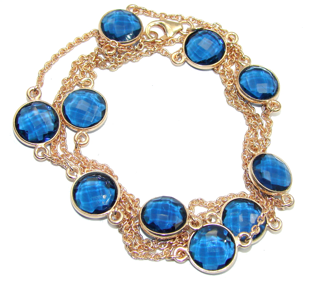 36 inches London Blue Quartz Rose Gold over Sterling Silver Necklace