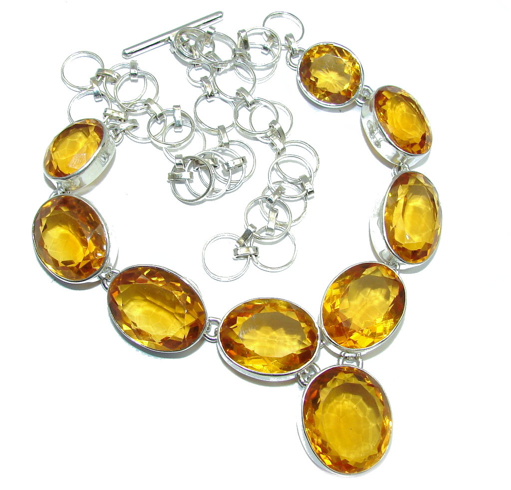 Mexican Summer Created Citrine Sterling Silver Necklace