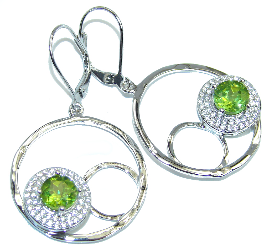 Beautiful Green Peridot & White Topaz Sterling Silver earrings
