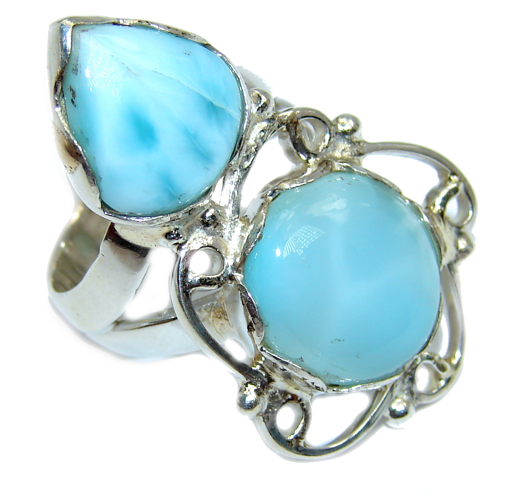 Amazing AAA quality Blue Larimar Sterling Silver Ring size 6
