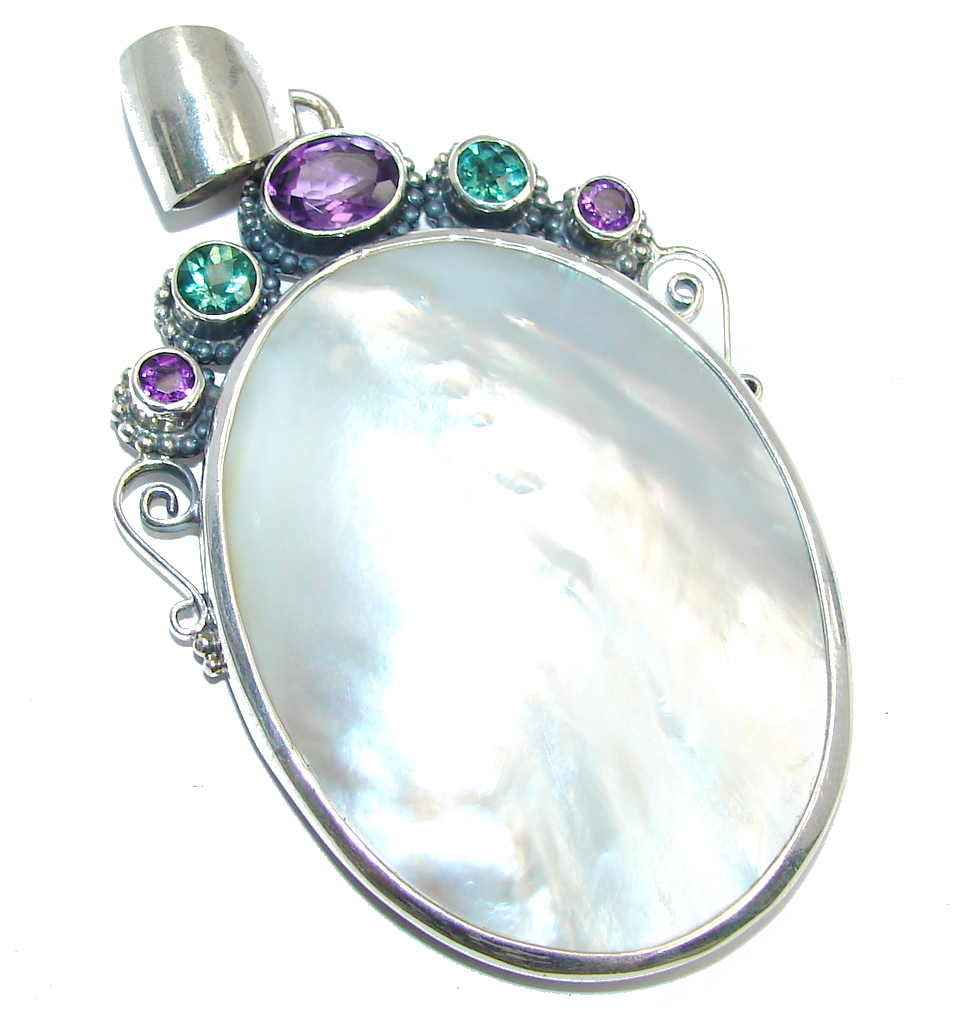 Amazing Quality Rainbow Blister Pearl Sterling Silver Pendant