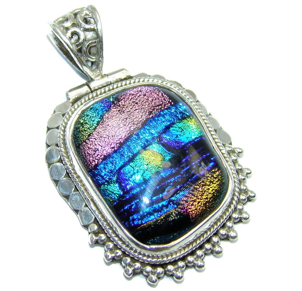 Exotic Mexican Dichroic Glass Sterling Silver pendant
