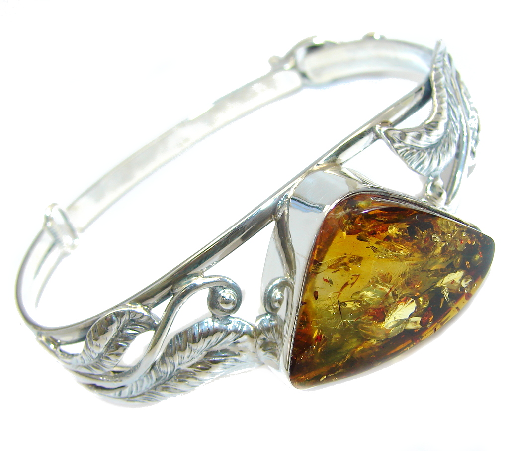 Gorgeous AAA Polish Amber Sterling Silver Bracelet / Cuff