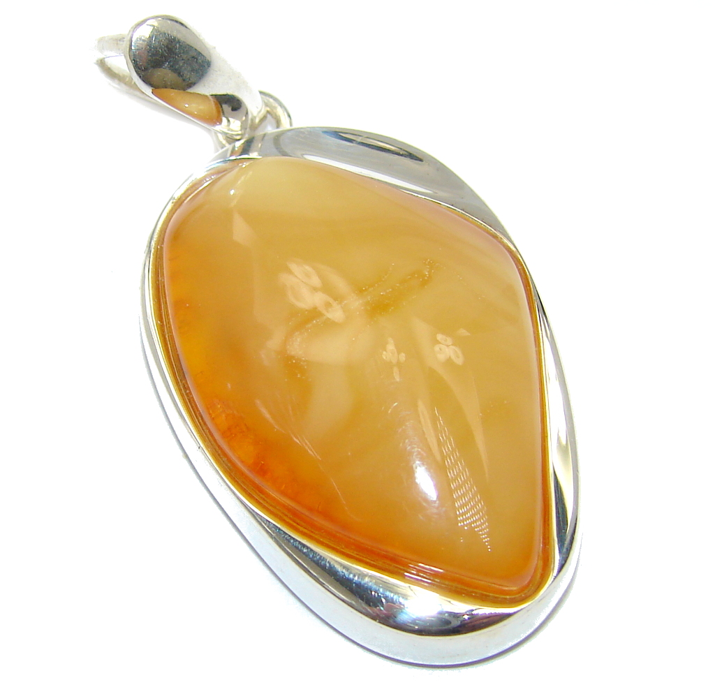Simple Beauty Butterscotch Baltic Polish Amber Sterling Silver Pendant
