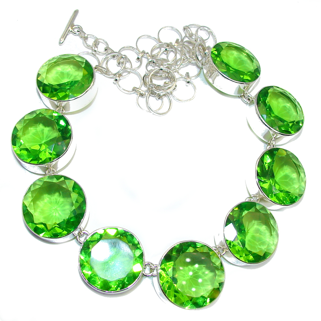 Touch Of Life Huge Green Quartz Sterling Silver necklace