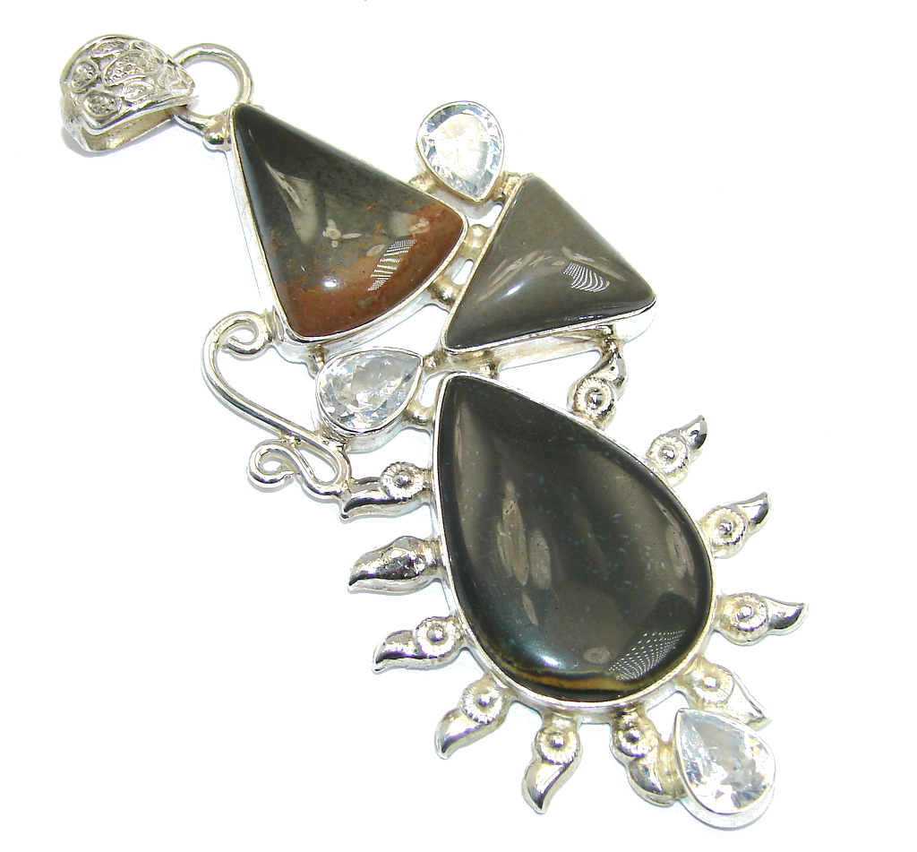Abstract Design Jasper Sterling Silver Pendant