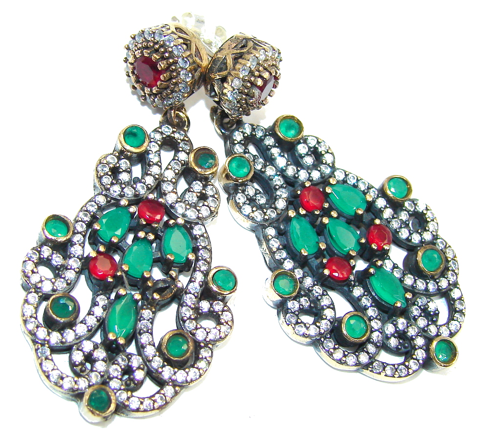Great Victorian Style created Ruby Sterling Silver earrings