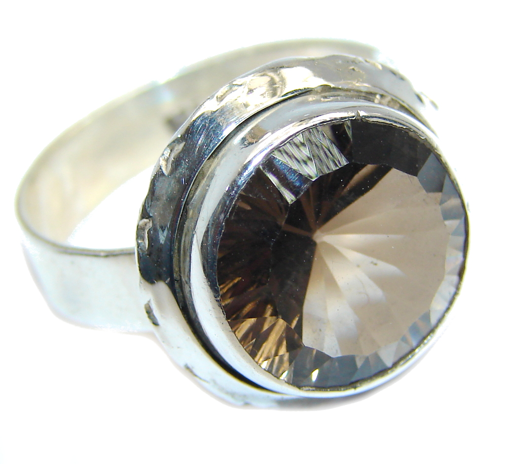 Amazing Genuine Smoky Topaz Sterling Silver ring size 9 1/2