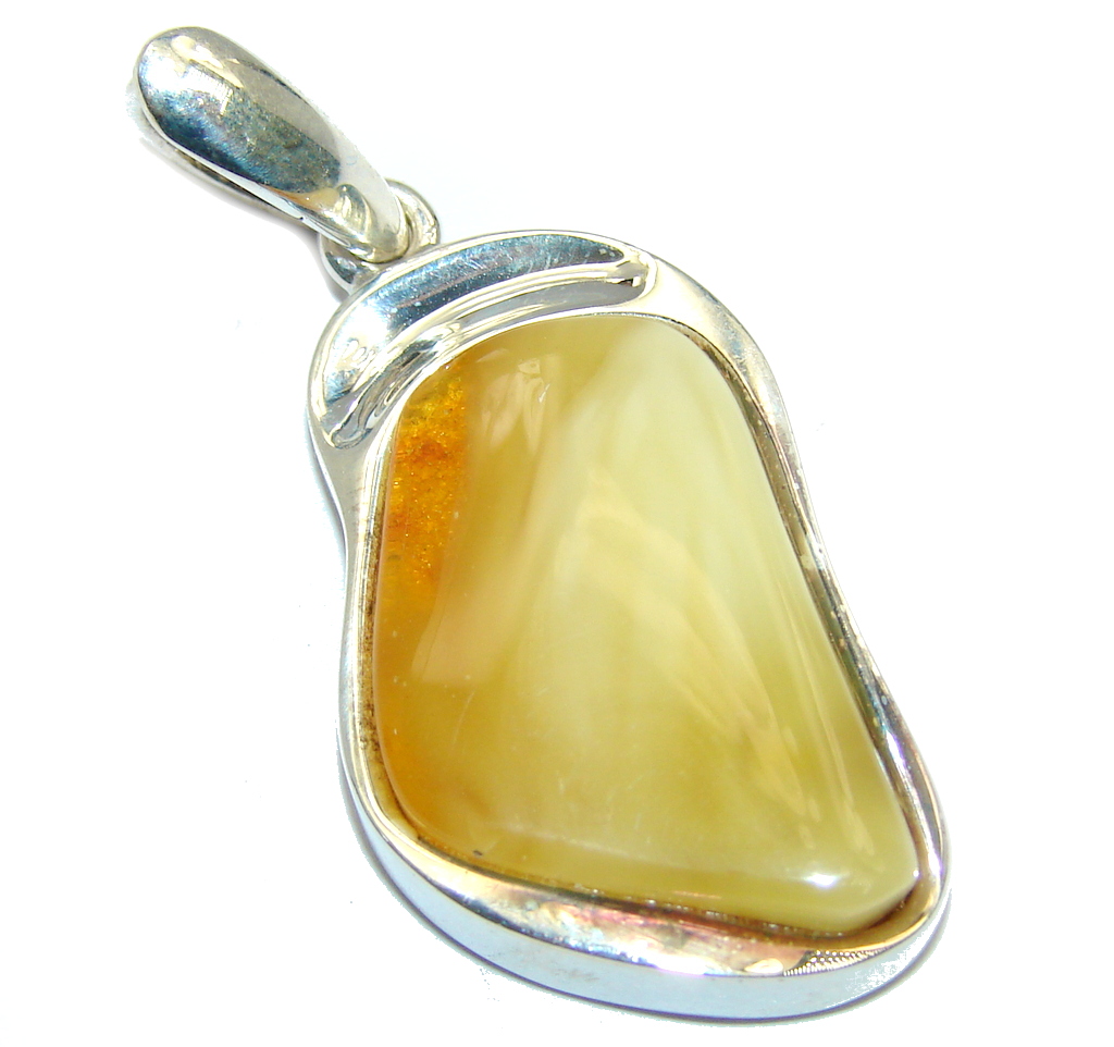 Simple Beauty Butterscotch Baltic Polish Amber Sterling Silver Pendant