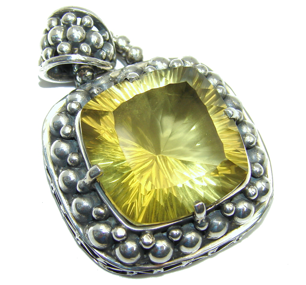 Amazing - Bali Handcrafted - Golden Topaz Sterling Silver Pendant