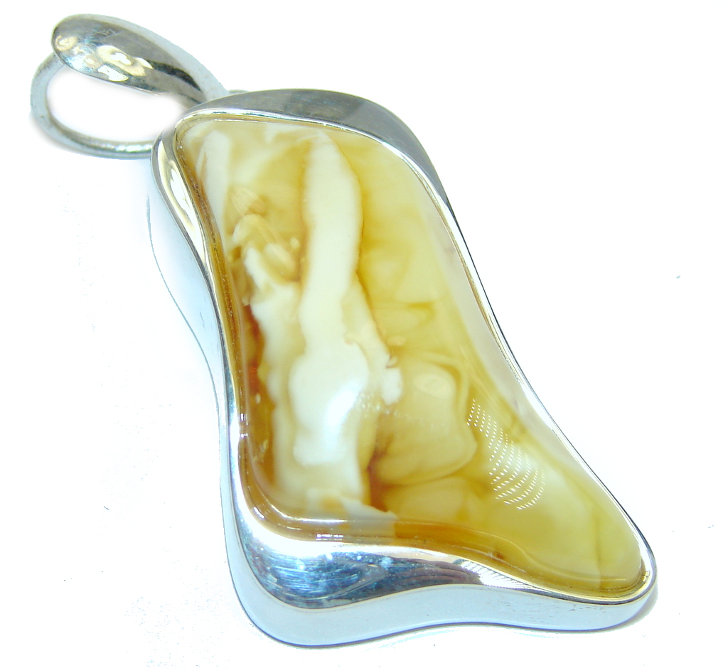 Simple Beauty Butterscotch Baltic Polish Amber Sterling Silver Pendant