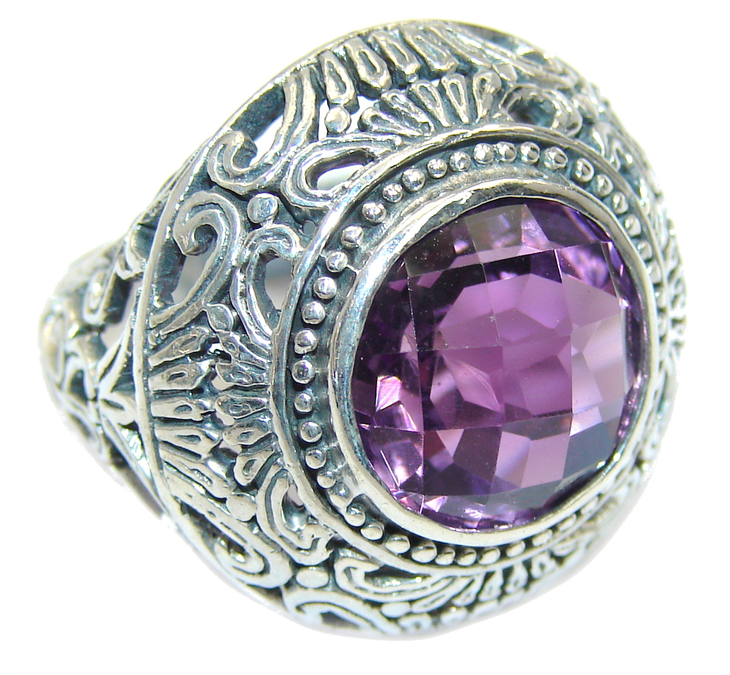 Amazing Amethyst Sterling Silver hand crafted Ring size 6
