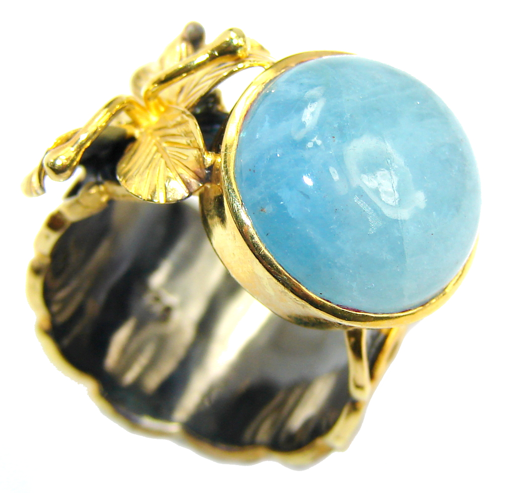Passiom Fruit Aquamarine Gold Rhodium Plated Sterling Silver Ring s. 7