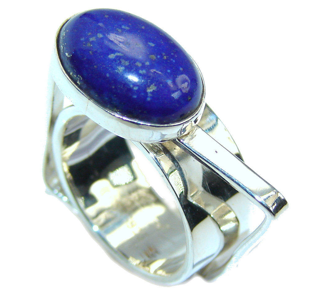 Ultra modern Royal Blue Lapis Lazuli Sterling Silver Ring s. 6