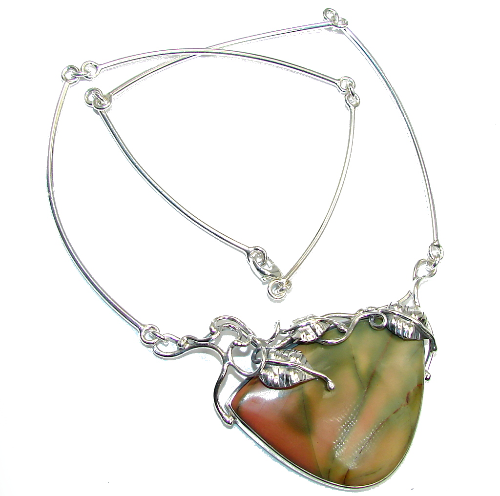 Beautiful Red Creek Jasper Sterling Silver hand made Necklace
