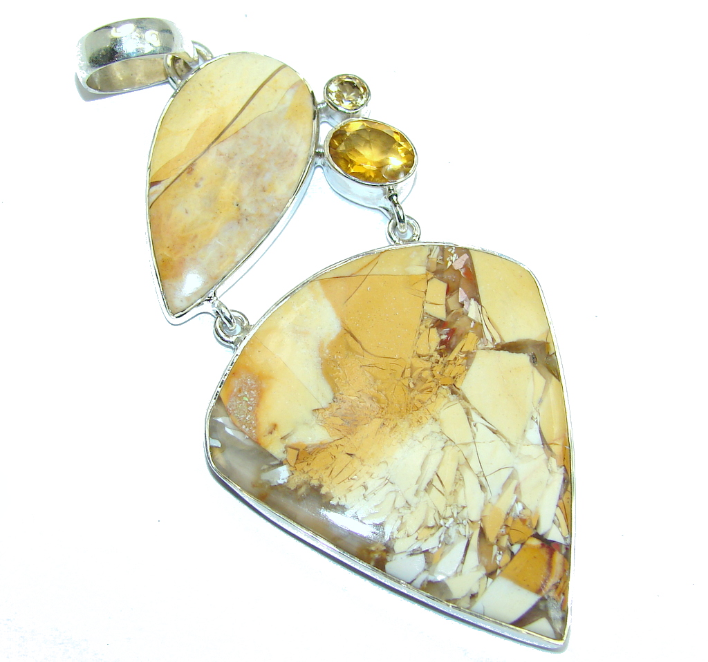 Australian Brecciated Mookaite Citrine Sterling Silver handmade Pendant