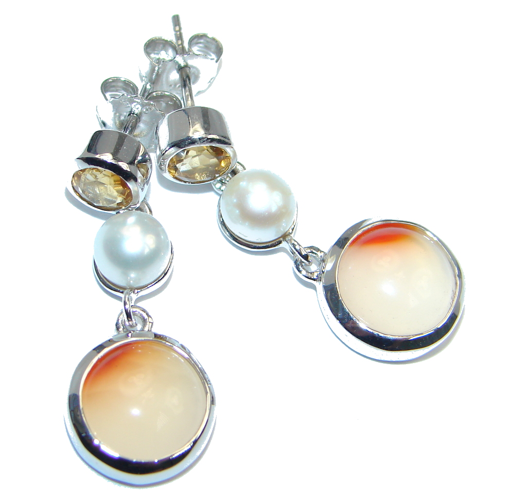 Elegant Botswana Agate Sterling Silver earrings
