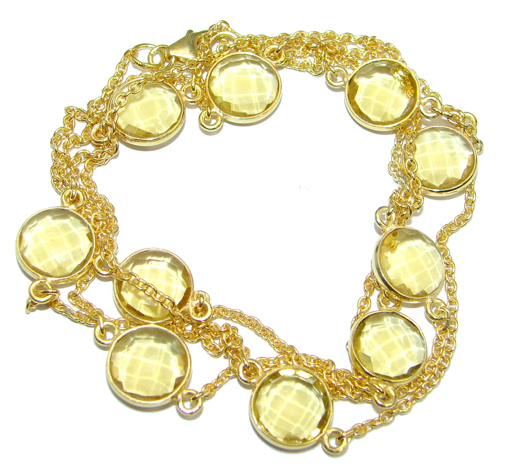 36 inches created Citrine Gold over Sterling Silver Necklace