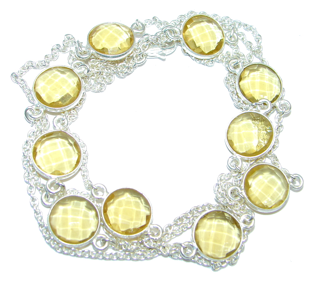 36 inches created Citrine Sterling Silver Necklace