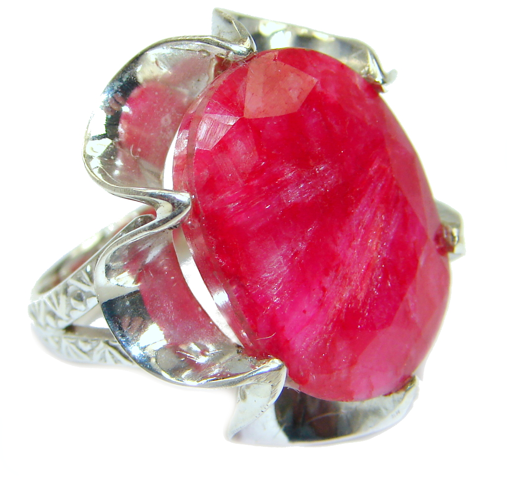 Kashmire Ruby Sterling Silver ring; s. 6 1/2