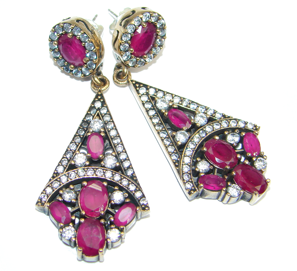 Great Victorian Style created Ruby Sterling Silver earrings