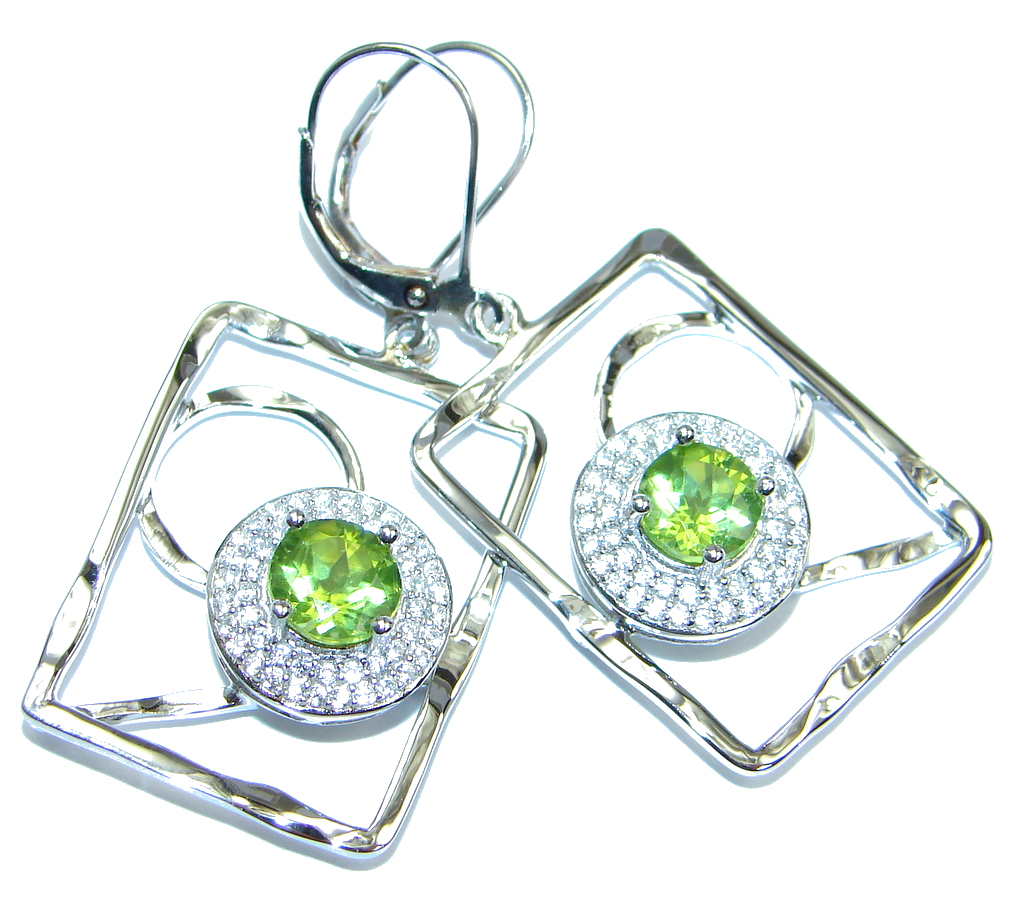 Amazing Natural Design Peridot Sterling Silver handmade Earrings