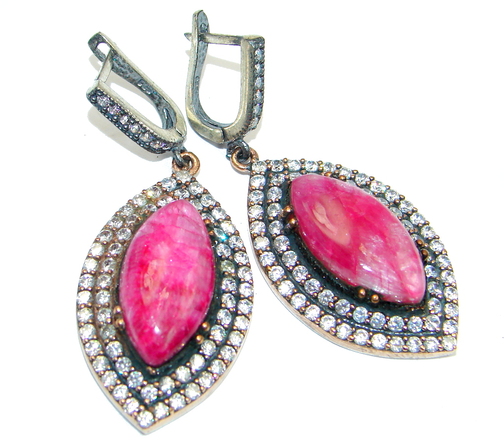 Rainbow Pink Moonstone Spinel copper over Sterling Silver earrings
