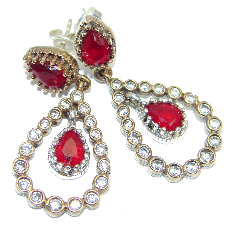Great Victorian Style created Ruby Sterling Silver earrings