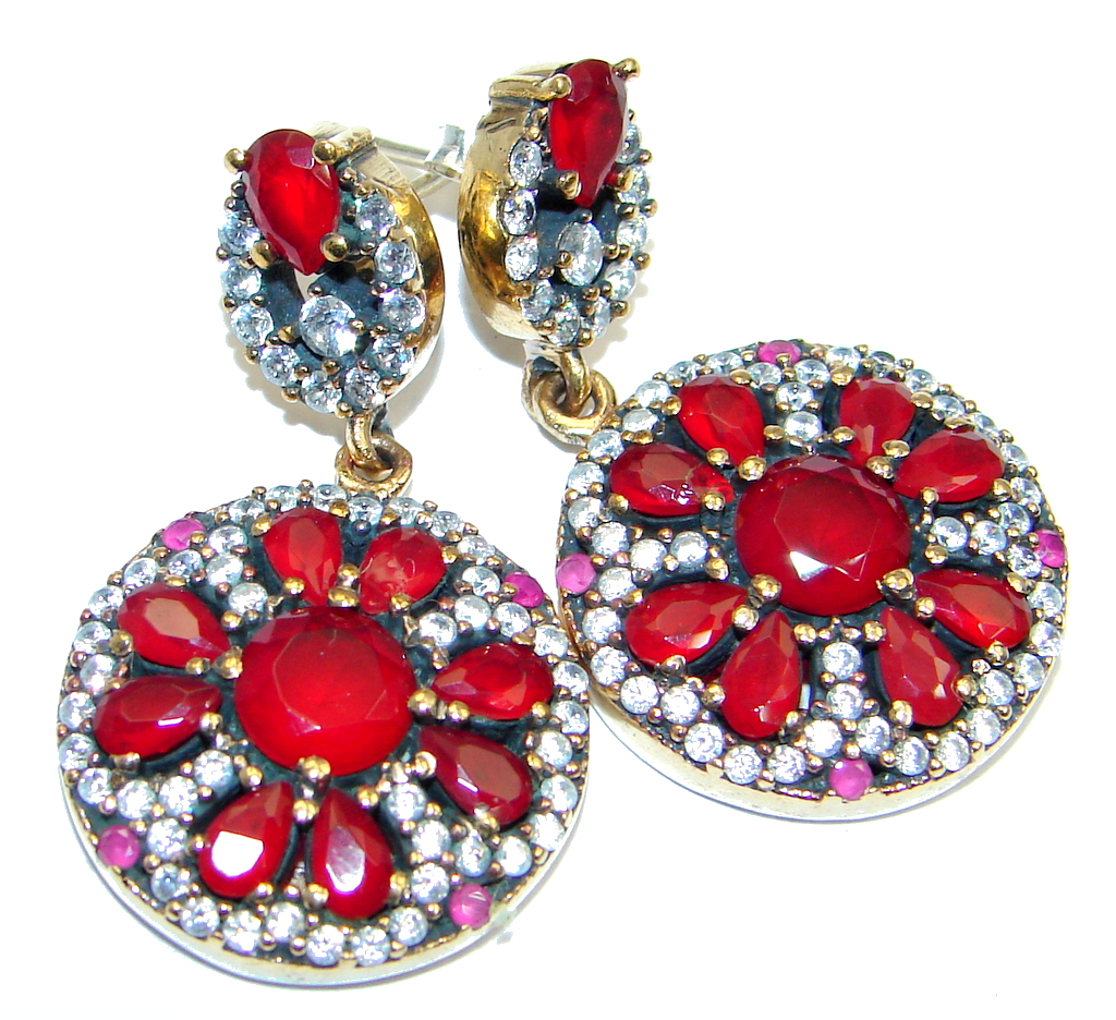 Great Victorian Style created Ruby Sterling Silver earrings