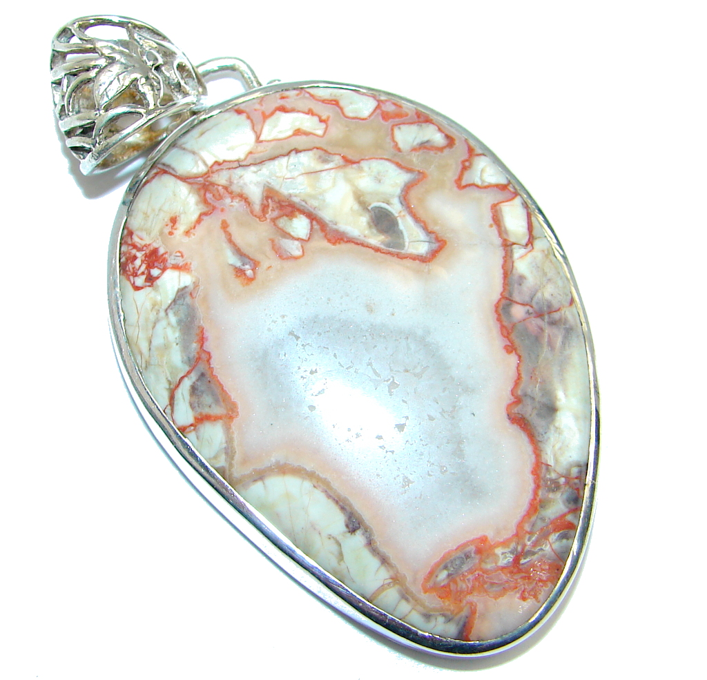 Big Beautiful AAA Rosetta Picture Jasper Sterling Silver Pendant