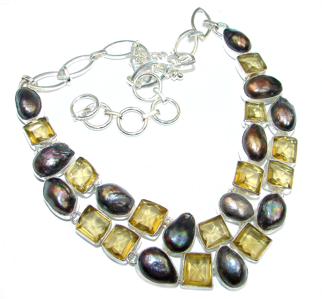 Summer Beauty Mother Of Pearl & Quartz Sterling Silver necklace