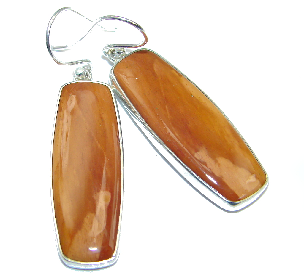 Amazing Brown Mookaite Sterling Silver Earrings
