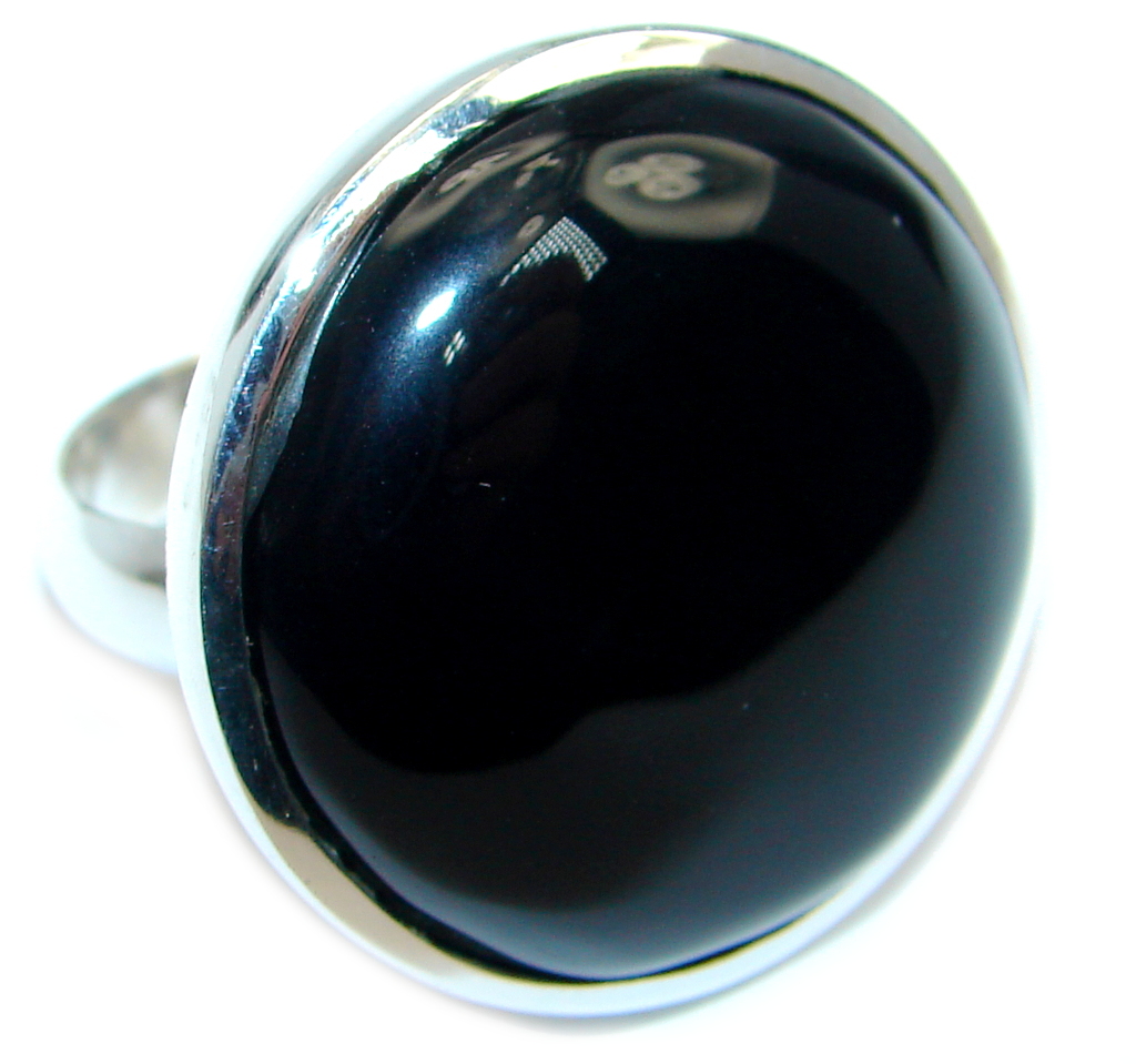 Amazing AAA Black Onyx Sterling Silver ring size adjustable